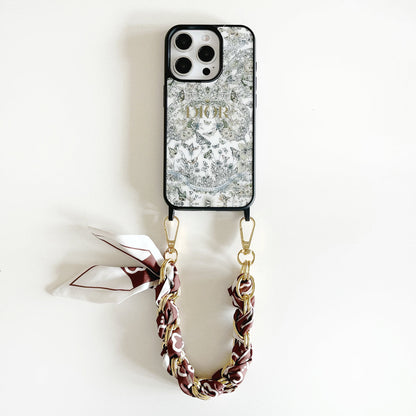 DD Floral Design Phone Case with Ribbon Chain