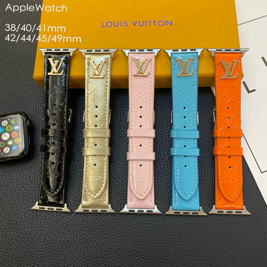 LoveV iWatch Patent Leather Band with Metal Logo Buckle