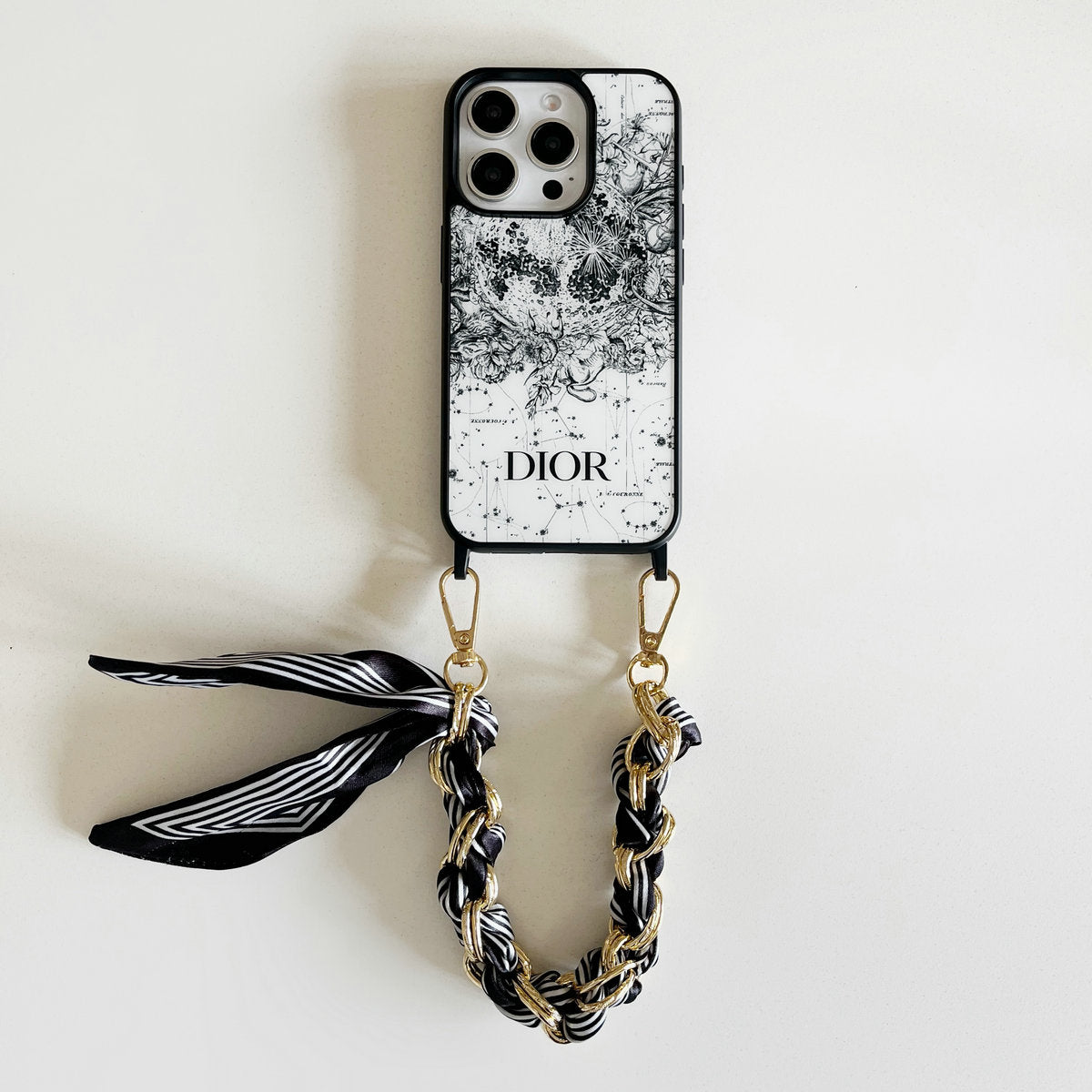 DD Floral Design Phone Case with Ribbon Chain