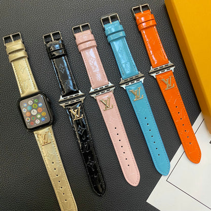 LoveV iWatch Patent Leather Band with Metal Logo Buckle