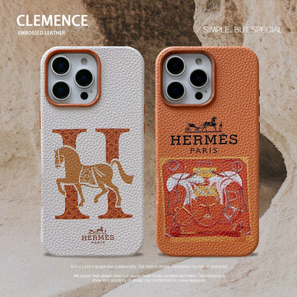 HEMES Litchi Pattern Full Protection Phone Case