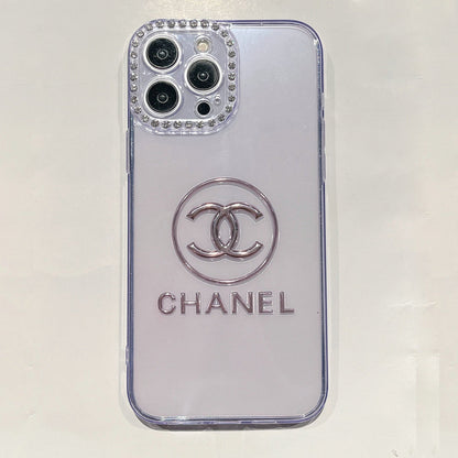 CC Transparent Diamond-encrusted Phone Case