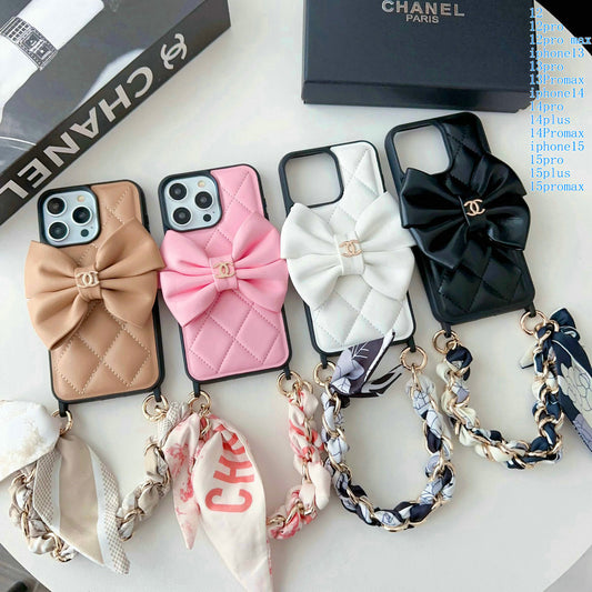 CC Bow-knot Chain Leather Case