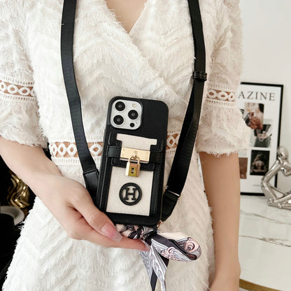 HEMES Lock Card Holder Crossbody Case