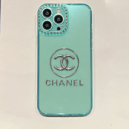 CC Transparent Diamond-encrusted Phone Case