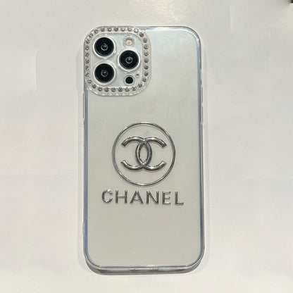 CC Transparent Diamond-encrusted Phone Case