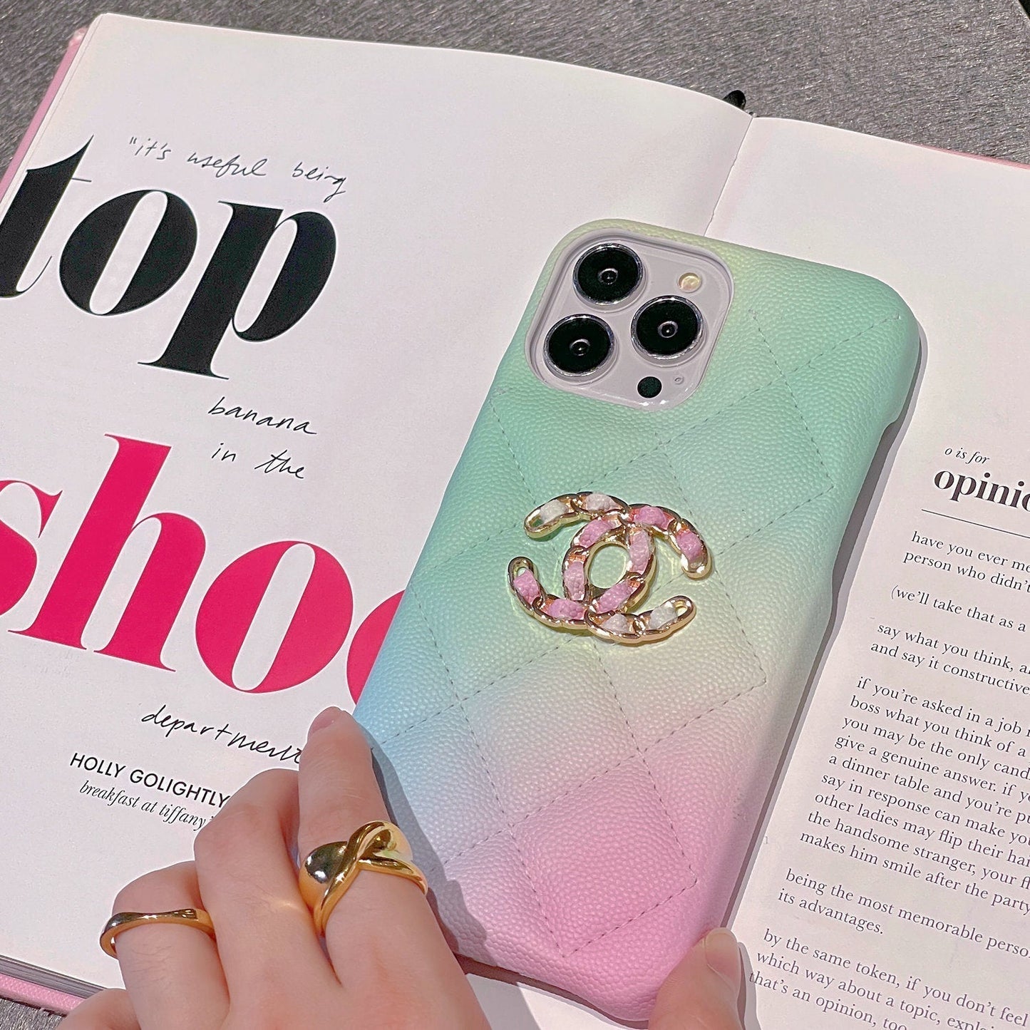 CC Macaron-colored Diamond Phone Case