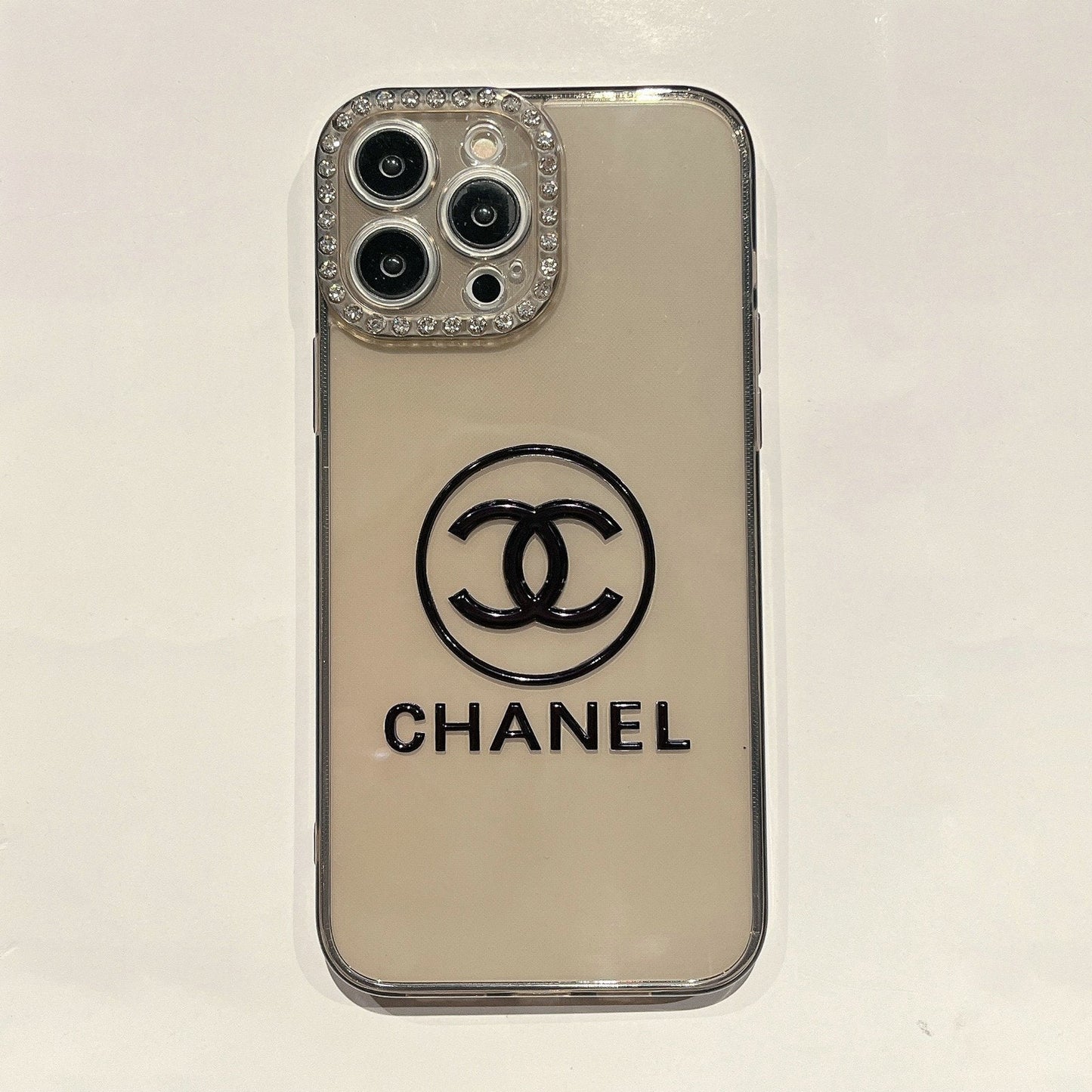 CC Transparent Diamond-encrusted Phone Case