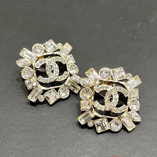 Full Diamond Hollow Square Stud Earrings from CC