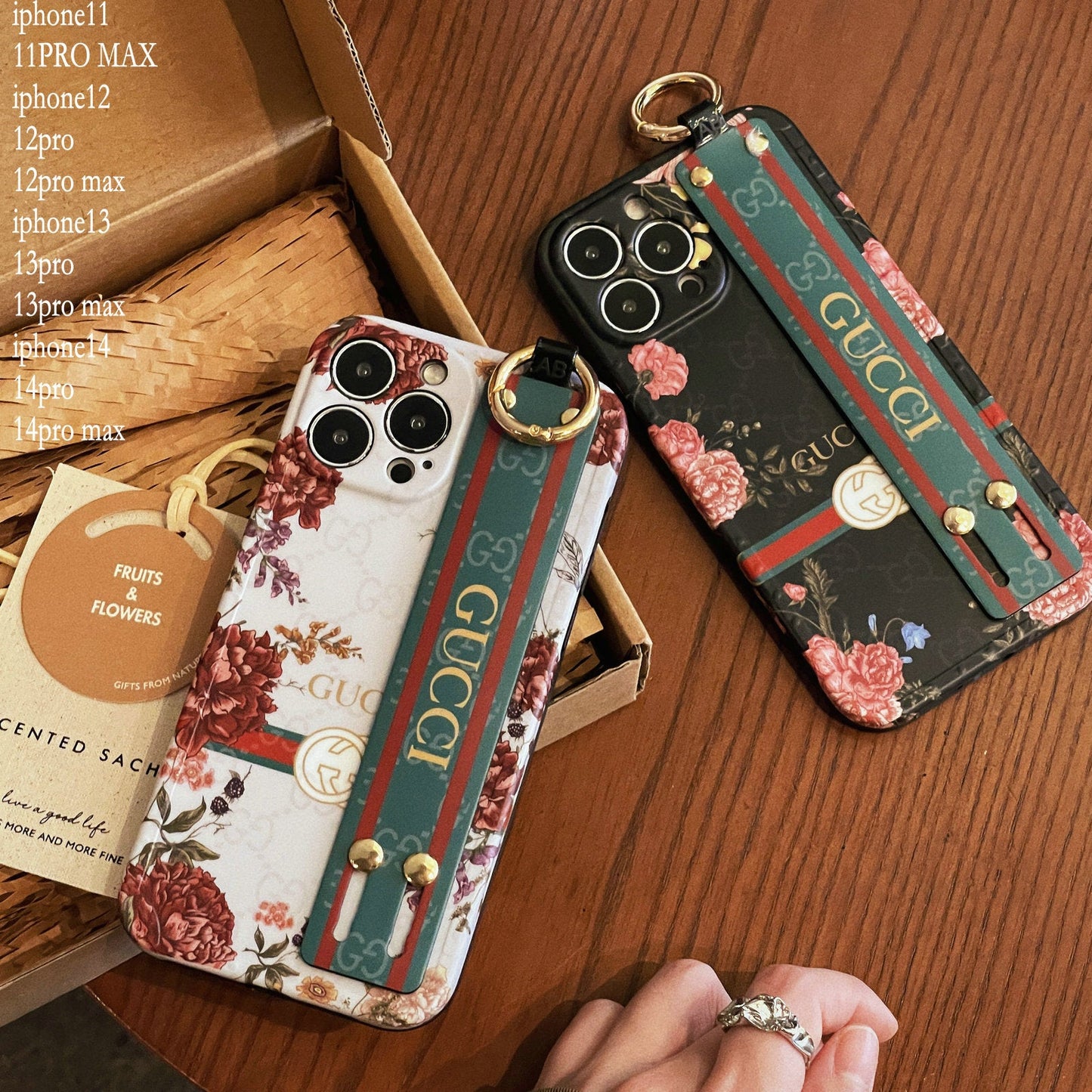 GG Floral Wristband Phone Case