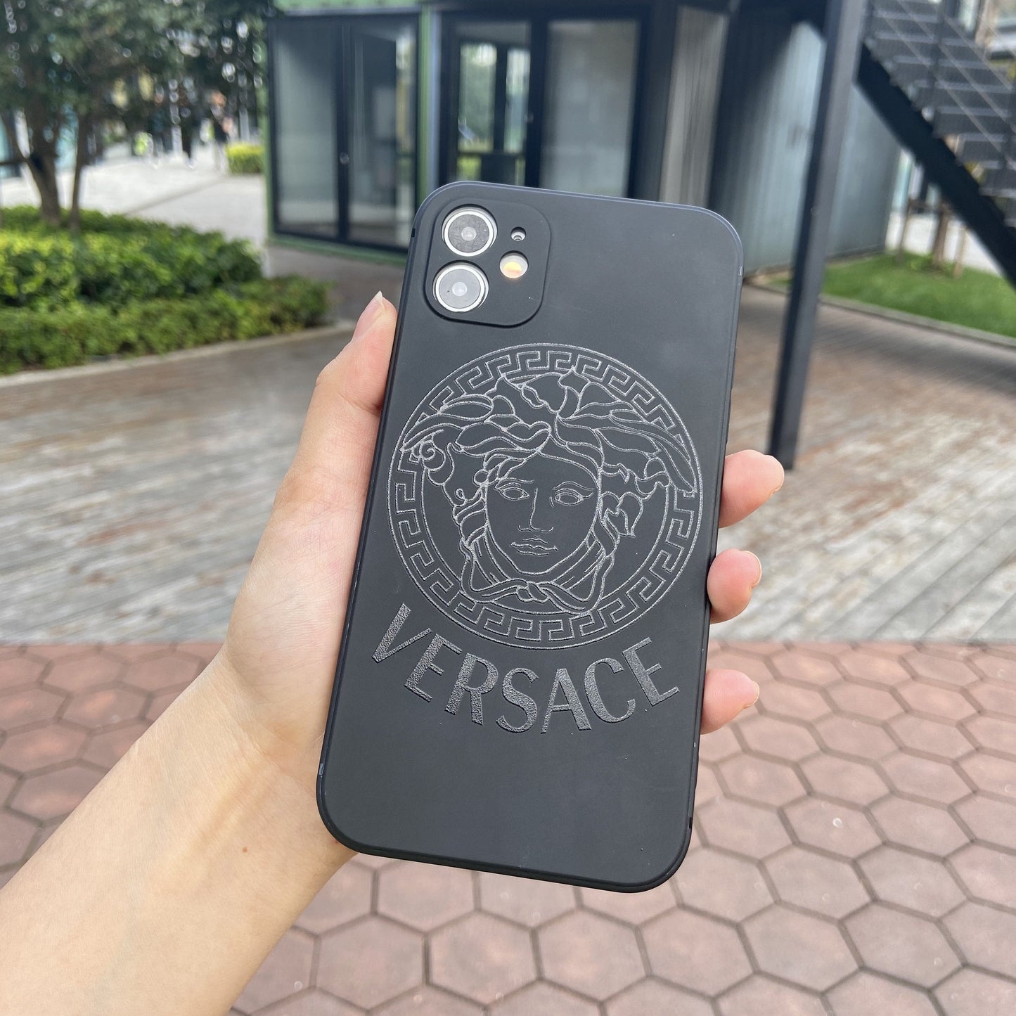 Pure Black Fancy Phone Case For iPhone