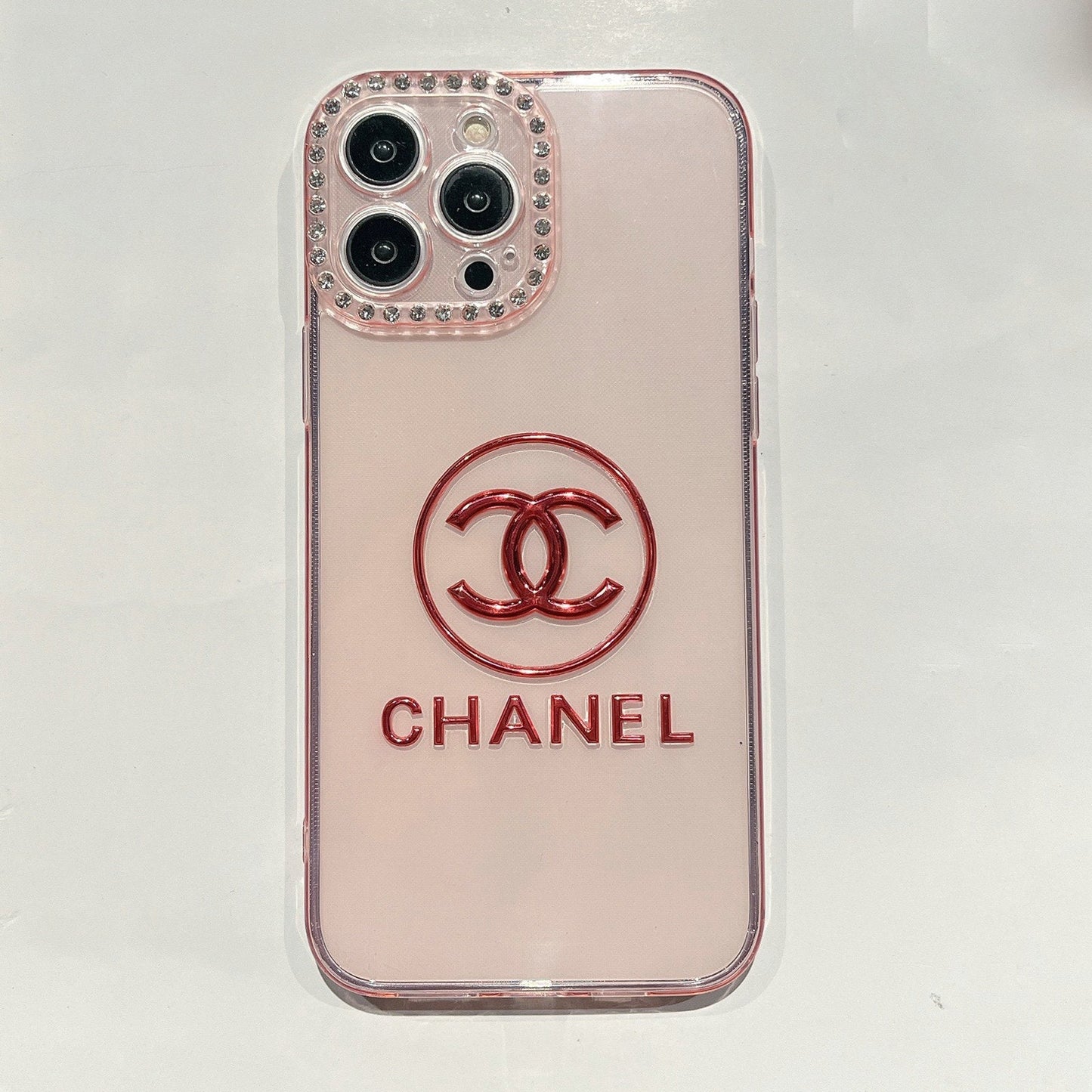 CC Transparent Diamond-encrusted Phone Case