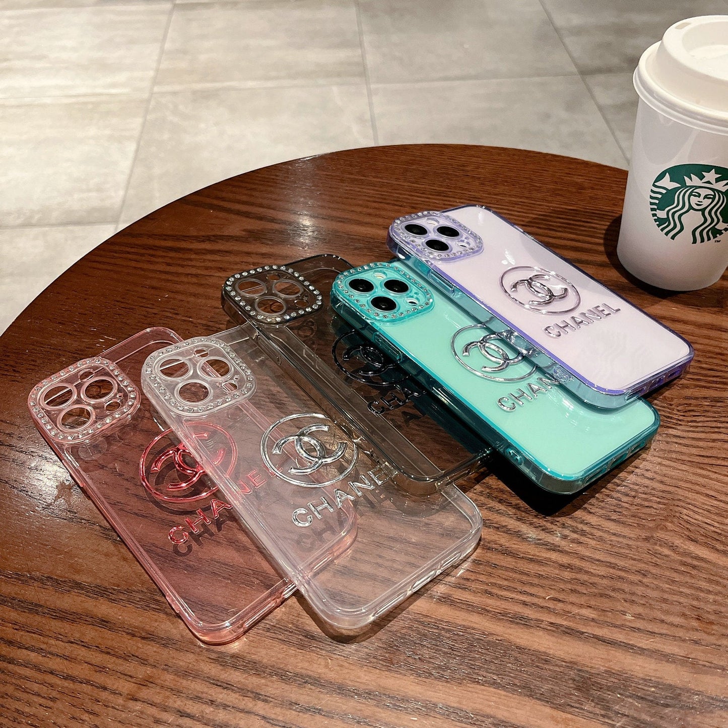 CC Transparent Diamond-encrusted Phone Case