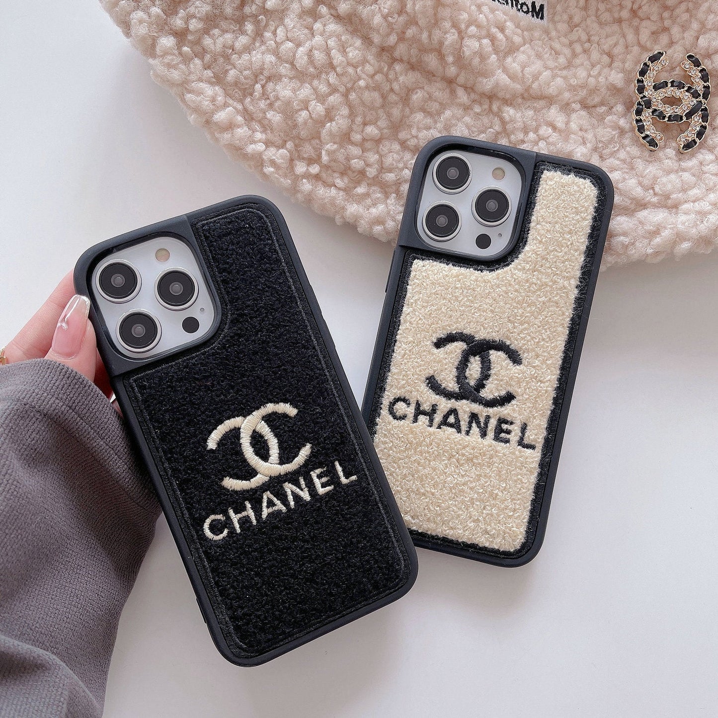 CC Cashmere Embroidered  Iphone Case