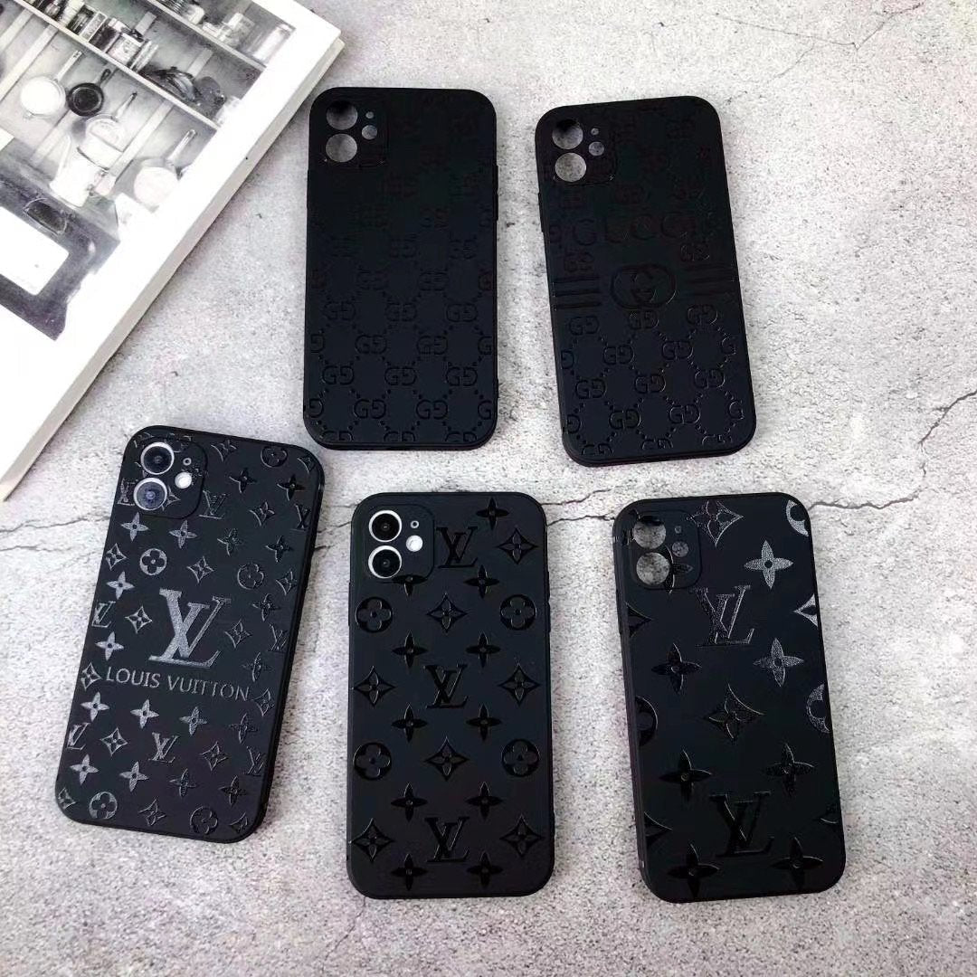 Pure Black Fancy Phone Case For iPhone