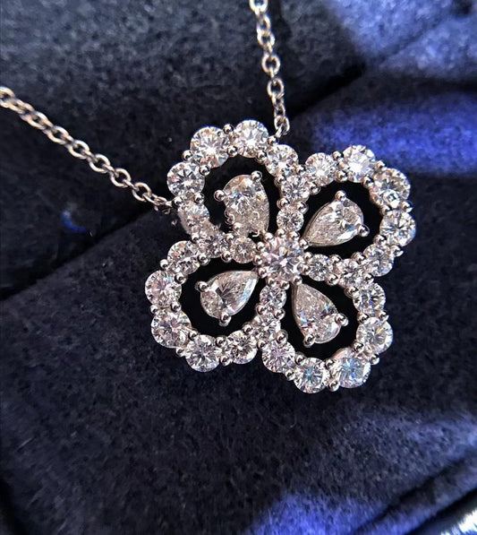 Exquisite Four-Leaf Clover Diamond Necklace from HW