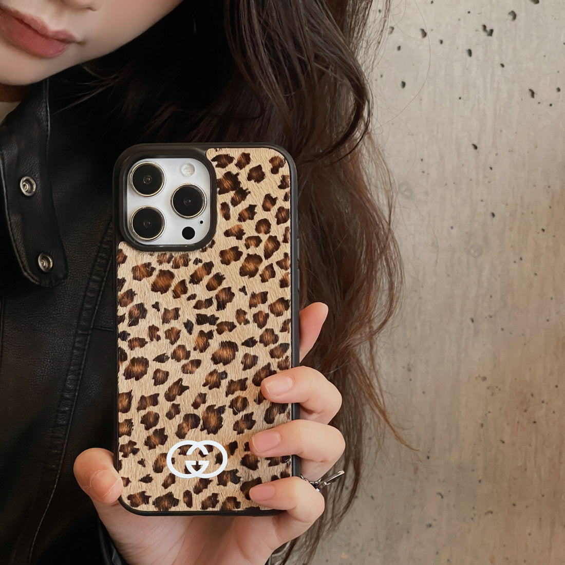 GG Autumn Leopard Fur Case