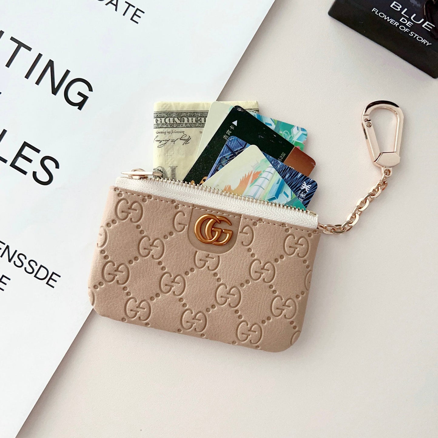 GG Embossed Logo Pendant Card Bag/coin Purse